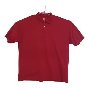 Hanes Comfort Blend Eco Smart Red Polo Shirt Cotton Blend Size 2XL